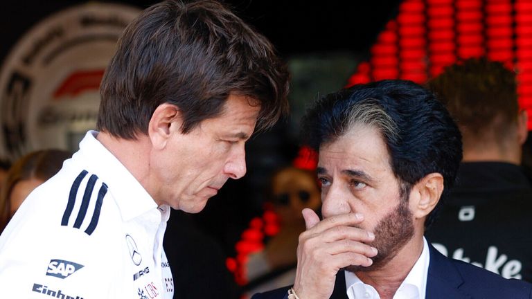 Toto Wolff (AUT, Mercedes-AMG Petronas F1 Team), Mohammed Ben Sulayem (UAE, FIA President), F1 Grand Prix of Italy at Autodromo Nazionale Monza on September 7, 2025 in Monza, Italy. (Photo by HOCH ZWEI) Photo by: HOCH ZWEI/picture-alliance/dpa/AP Images