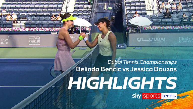 Highlights of the Dubai Tennis Championships between Belinda Bencic and Jessica Bouzas.