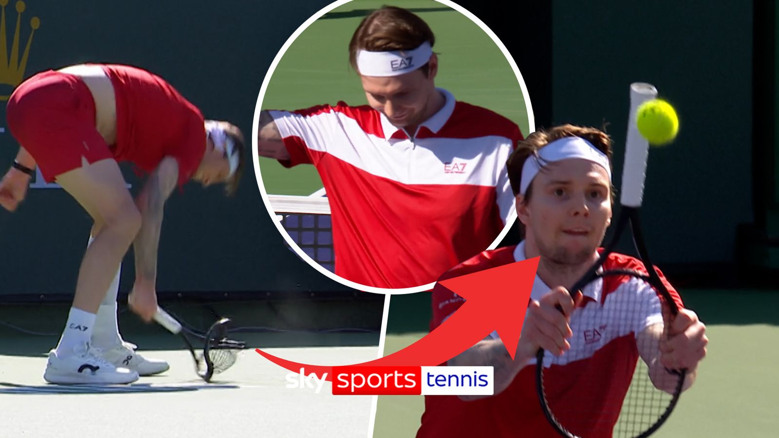 Indian Wells: Alexander Bublik obliterates his racket after losing second set - then follows up with an incredible trick shot!