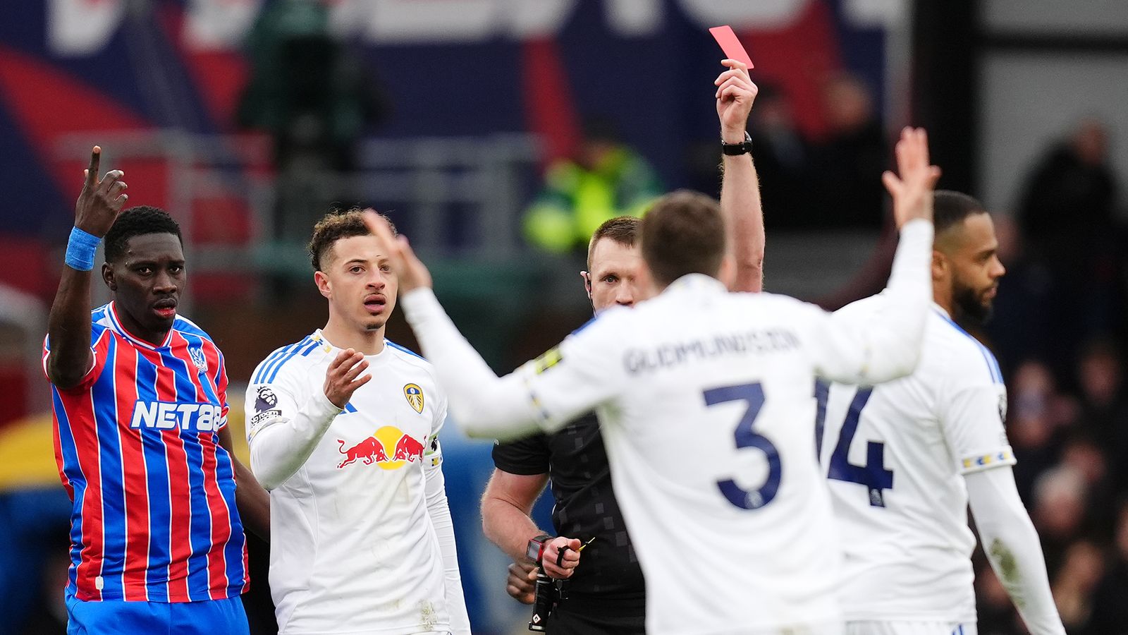 Crystal Palace 0-0 Leeds United: Dominic Calvert-Lewin misses penalty before Gabriel Gudmundsson red card in dramatic goalless draw