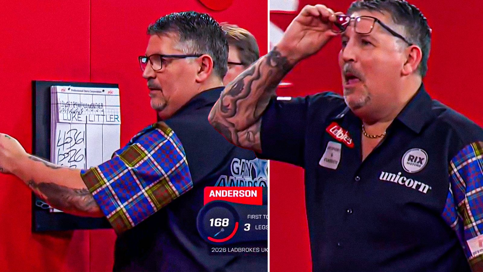 UK Open: Gary Anderson busts 168 score against Luke Littler