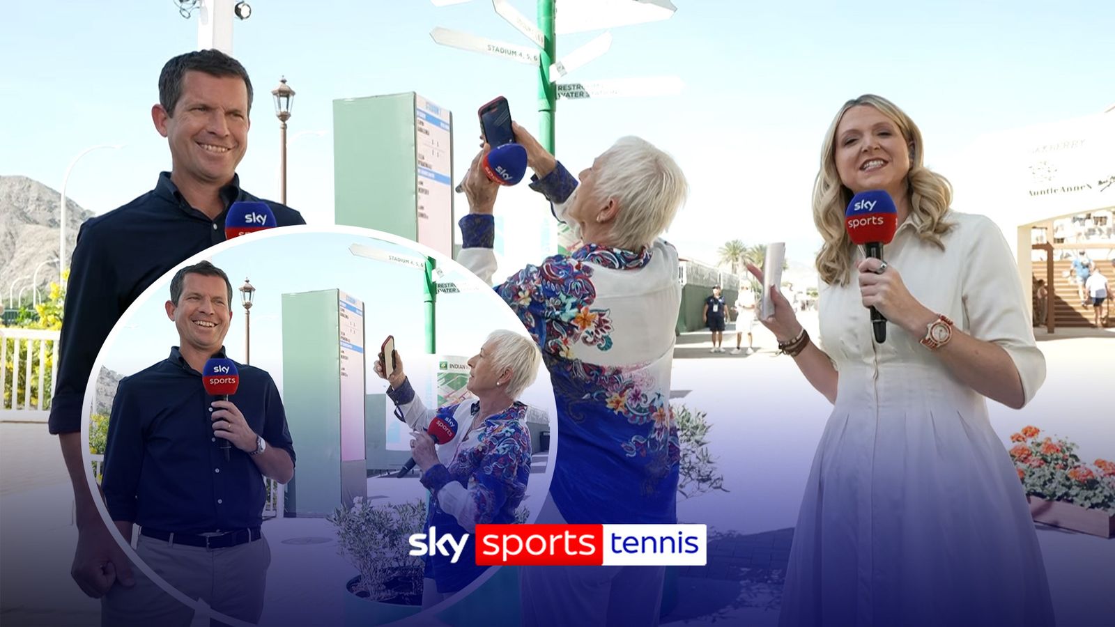Tim Henman appeared to be amused Martina Navratilova's filming of the the flyover at Indian Wells