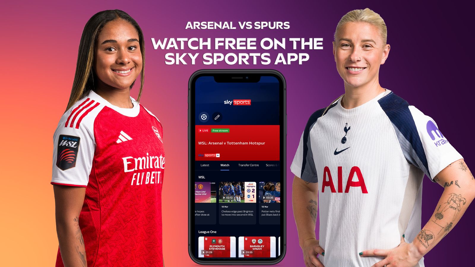 Arsenal vs Tottenham: Free live Women's Super League stream on the Sky Sports App