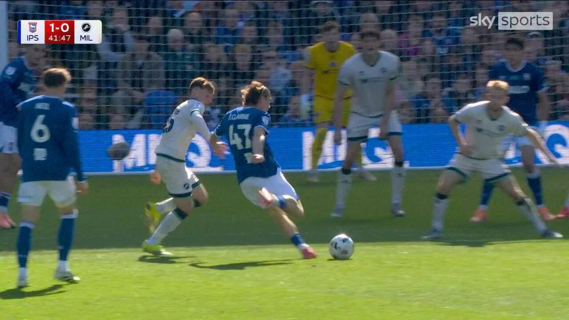 Jack Clarke's impressive strike edges Ipswich ahead of Millwall 