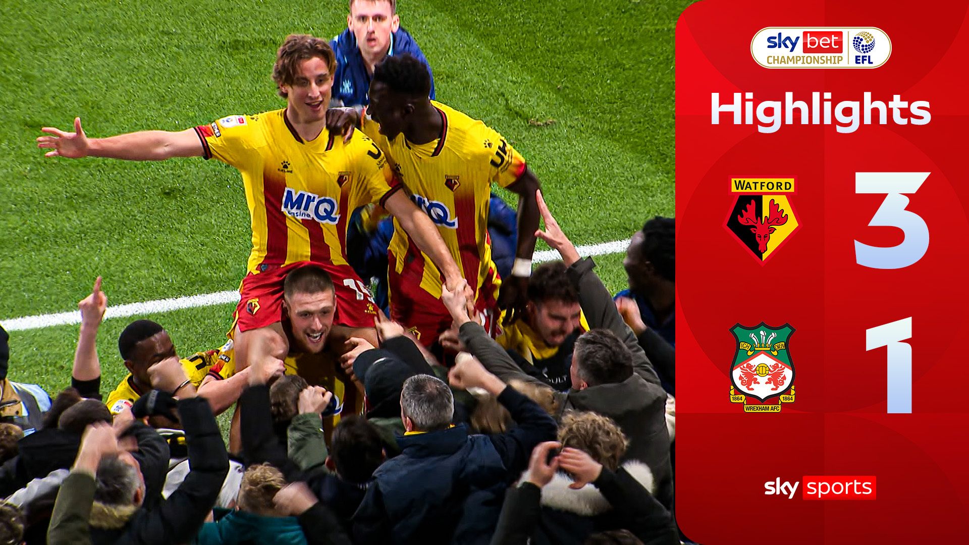 Watford beat Wrexham to keep play-off hopes alive 
