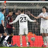 Manchester United's Harry Maguire is sent off against Bournemouth