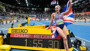 Keely Hodgkinson won gold in the women's 800 meters at World Athletics Indoor Championships in Torun with a Championship Record