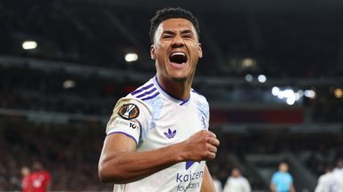 Ollie Watkins celebrates scoring against Lille