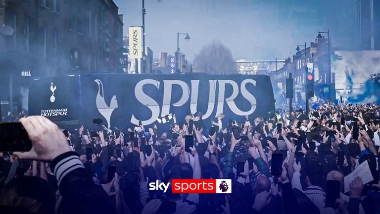 Spurs fans cheer their team bus ahead of huge Nottingham Forest clash