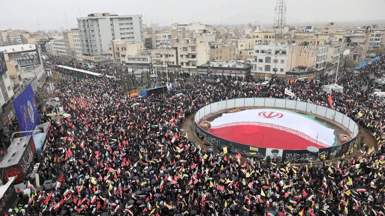 Iranians take part in a protest marking the annual al-Quds Day (Jerusalem Day) on the last Friday of the holy month of Ramadan, amid the U.S.-Israeli conflict with Iran, in Tehran, Iran, March 13, 2026. Majid Asgaripour/WANA (West Asia News Agency) v