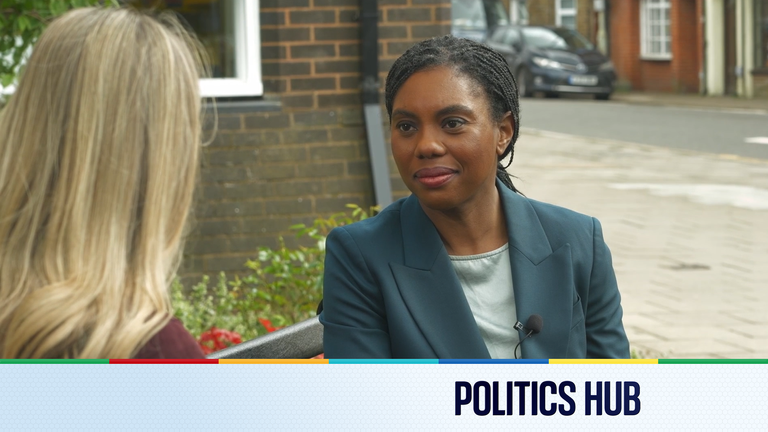 Conservative leader Kemi Badenoch speaks to the Politics Hub