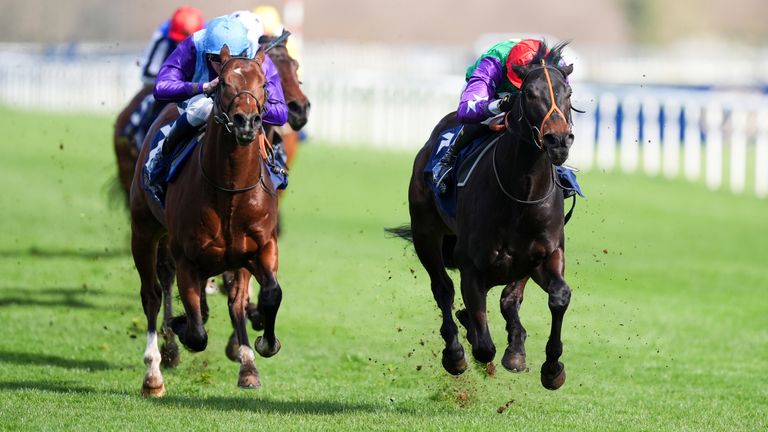A Bear Affair ridden by Sean Levey on their way to winning the William Hill Bill Turner Memorial EBF Brocklesby Stakes at Doncaster