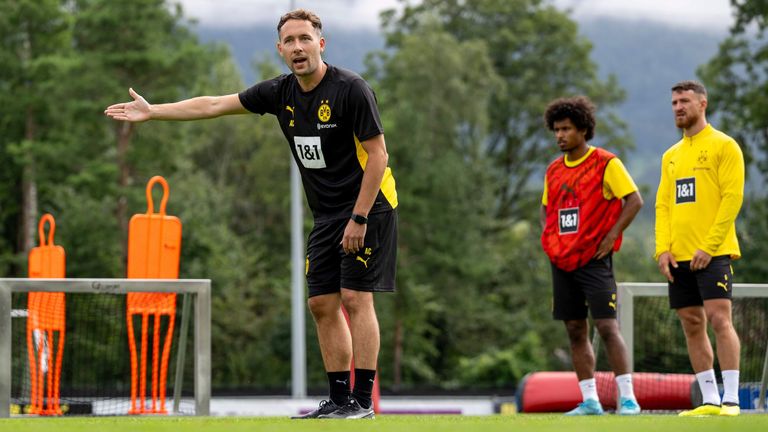 Alex Clapham of Borussia Dortmund during a training session at the Borussia Dortmund Training Camp in Bad Ragaz on August 3, 2024