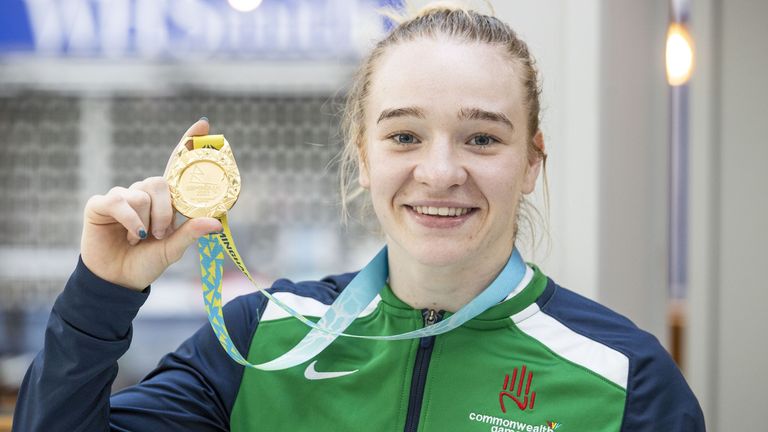 Amy Broadhurst with her Commonwealth Games gold medal