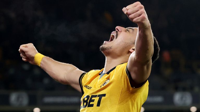 Andre celebrates after scoring a late winner to earn Wolves a 2-1 win against Liverpool