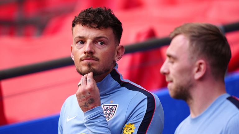 Ben White training with England at Wembley on Thursday