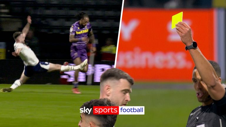 Ben Whiteman escaped a sending off after receiving only a booking yellow this high tackle on Stoke's Sorba Thomas in the 34th minute of the match. 