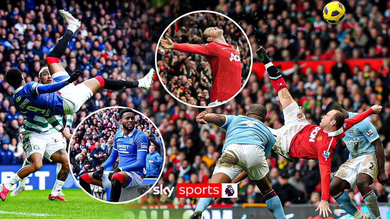 Youssef Chermiti and Wayne Rooney scoring similar overhead kicks