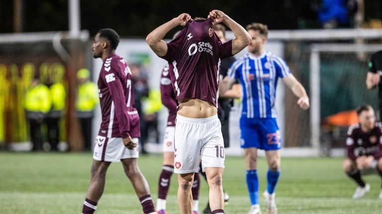 Hearts' Claudio Braga looks dejected at full time