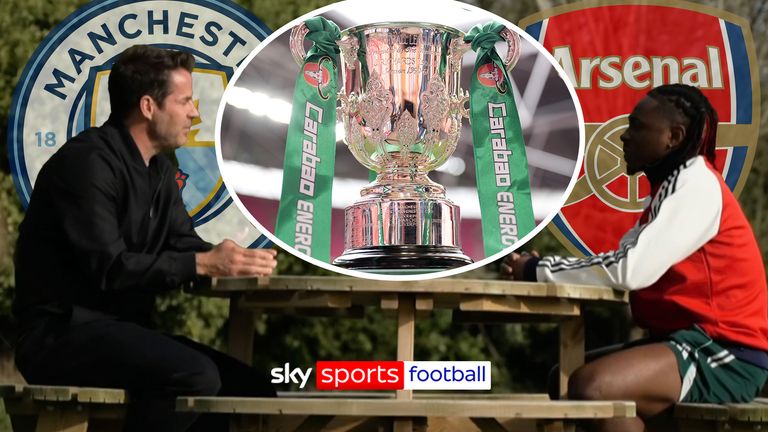 Jamie Redknapp meets Eberechi Eze at Arsenal’s training ground to talk through Sunday’s Carabao Cup final against Manchester City, as Eze aims to claim his first trophy in an Arsenal shirt.
