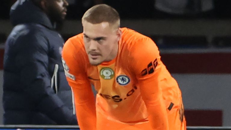 Fiip Jorgensen reacts after conceding Chelsea's third goal against Paris Saint Germain