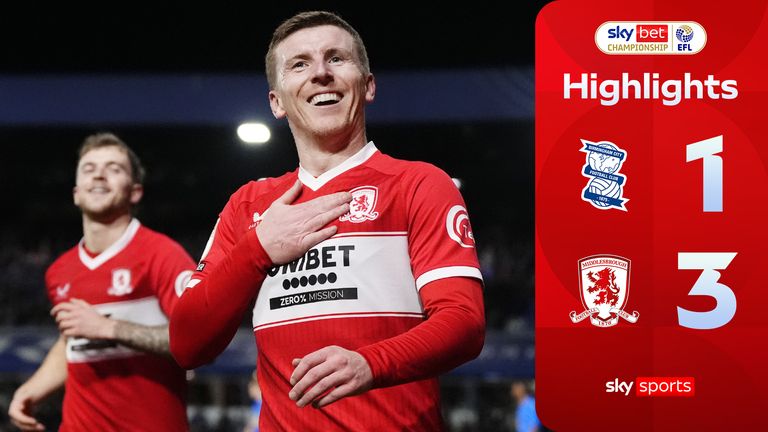 Highlights of the Sky Bet Championship match between Birmingham City and Middlesbrough.