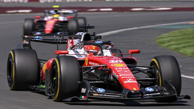 Ferrari's Monegasque driver Charles Leclerc drives during the first practice session of the Formula One Australian Grand Prix at the Albert Park Circuit in Melbourne on March 6, 2026. (Photo by WILLIAM WEST / AFP) / -- IMAGE RESTRICTED TO EDITORIAL USE - STRICTLY NO COMMERCIAL USE --