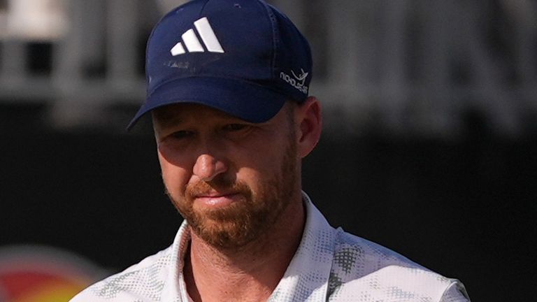 Daniel Berger reacts after missing a putt on the 14th hole during the final round of the Arnold Palmer Invitational at Bay Hill.