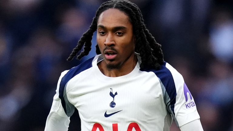 Djed Spence playing for Tottenham