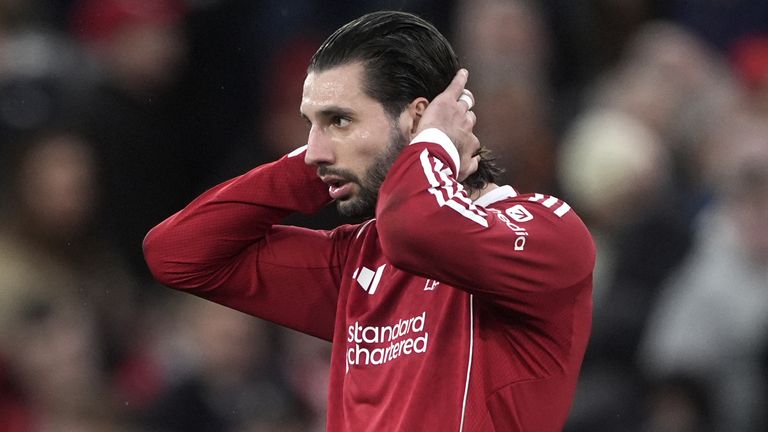 Dominik Szoboszlai reacts after Liverpool conceded a late equaliser against Tottenham