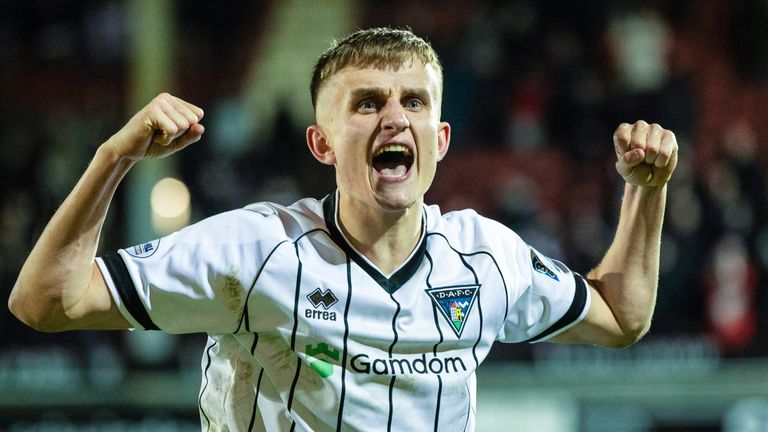 Dunfermline's Matthew Todd celebrates their upset of Aberdeen
