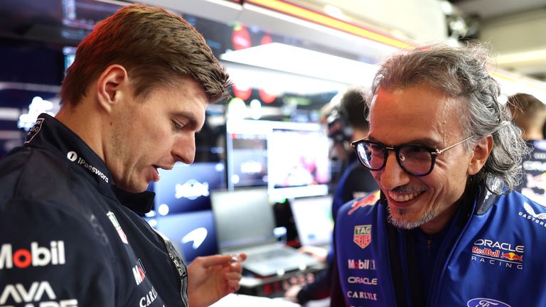 Max Verstappen and Laurent Mekies (Credit: Red Bull Content Pool)