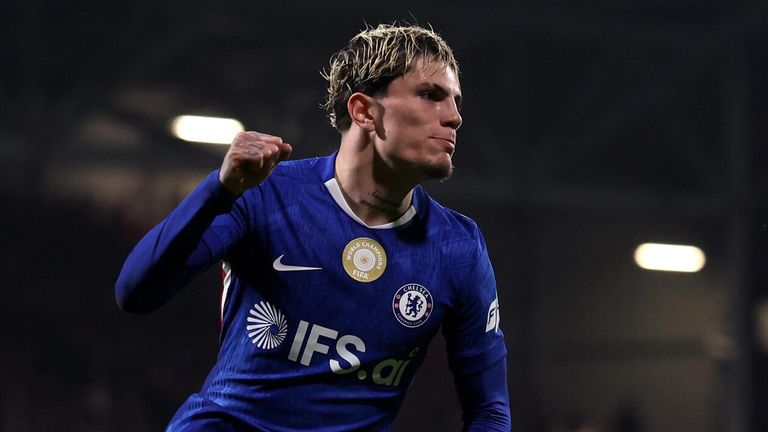 Alejandro Garnacho celebrates as Chelsea book their place in the last eight of the FA Cup