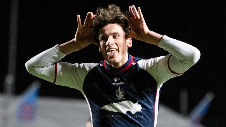Falkirk's Barney Stewart celebrates scoring to make it 1-0 