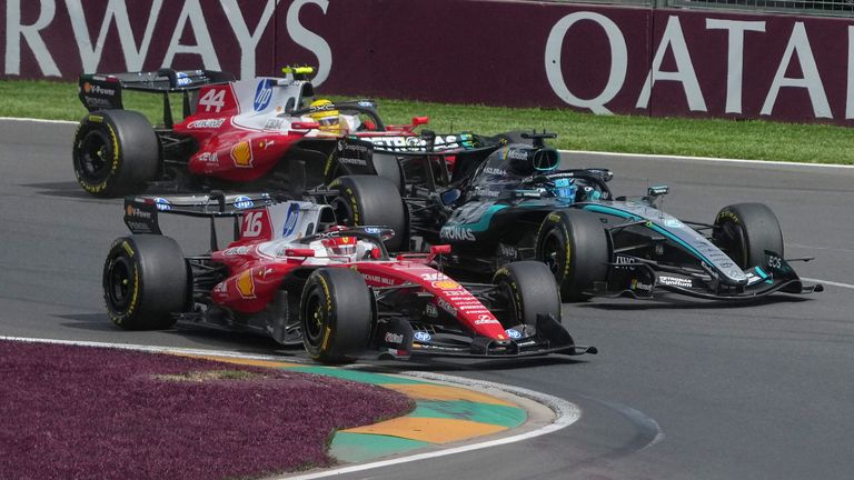 Charles Leclerc and George Russell at the Australian GP