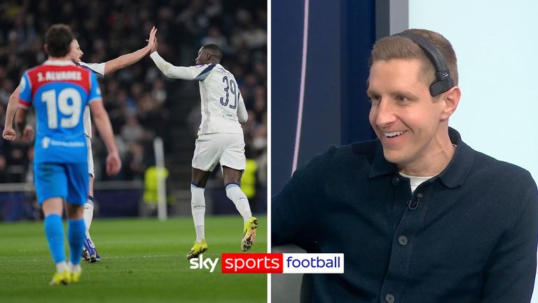 Michael Dawson reacts as Randal Kolo Muani opened the scoring for Tottenham against Atletico Madrid in the second leg of their Champions League clash.