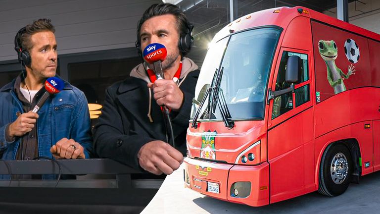 Rob Mac explains 'parking the bus' to Ryan Reynolds. Pic: Getty 