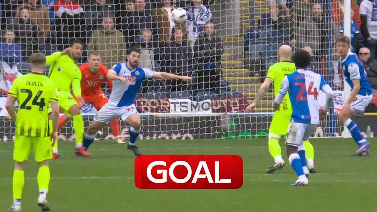 Blackburn vs Portsmouth: Connor Ogilve slams home opener for Portsmouth vs Blackburn.