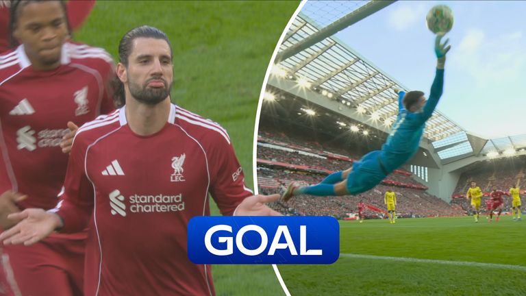 Dominik Szoboszlai puts Liverpool ahead from a free-kick but Jamie Carragher had some harsh words for the Spurs goalkeeper Guglielmo Vicario.
