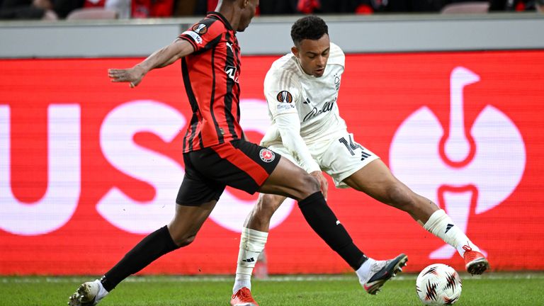 Dan Ndoye during Nottingham Forest's Europa League tie with Midtjylland