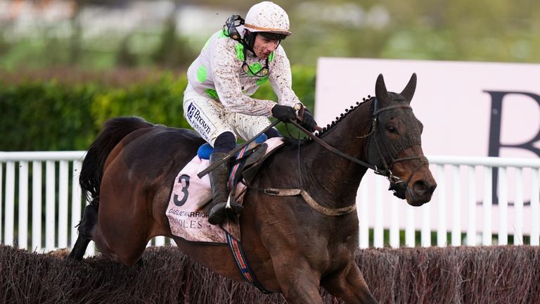 Gaelic Warrior, ridden by Paul Townend, on the way to winning the Cheltenham Gold Cup 