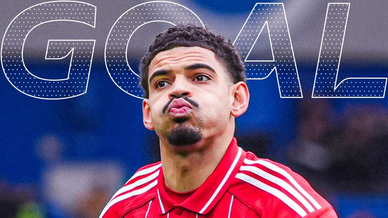 Morgan Gibbs-White scores for Nottingham Forest against Brighton