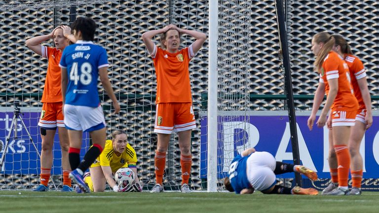 Rangers were awarded a late penalty against Glasgow City after Laura Berry was brought down in the box (Credit: Colin Poultney/SWPL)