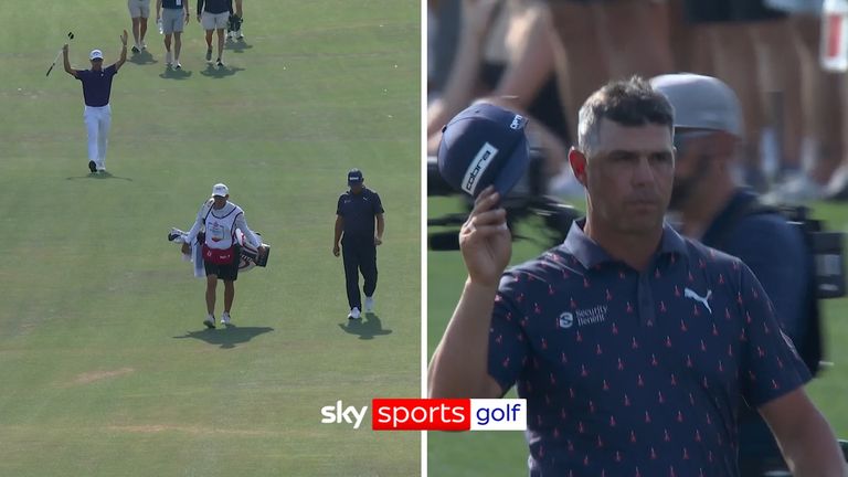 Min Woo Lee urged the crowd to get on their feet for Gary Woodland, who's overcome brain surgery and PTSD, as he carried a four-shot lead down the last hole at the Houston Open.