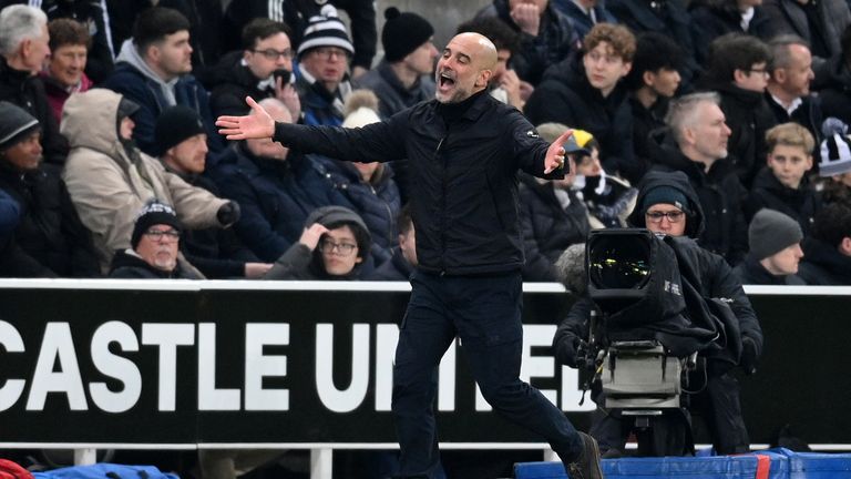 Guardiola kept on remonstrating even after his yellow card 