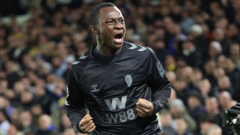 Habib Diarra celebrates after his penalty gives Sunderland the lead at Elland Road 
