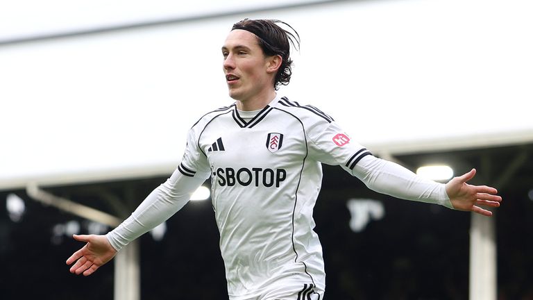 Harry Wilson celebrates scoring the opening goal for Fulham