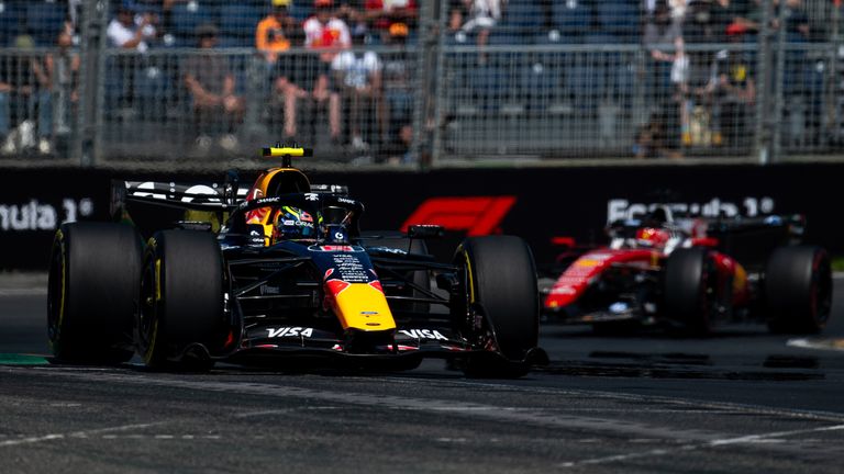 Isack Hadjar (Oracle Red Bull Racing, France, #06) in the RB22, behind Charles Leclerc (Scuderia Ferrari HP, Monaco, #16), AUS, Formula 1 World Championship, Australian Grand Prix, Albert Park Circuit, Melbourne, Free Practice, Season 2026, 06.03.2026 P Photo by: Memmler/picture-alliance/dpa/AP Images