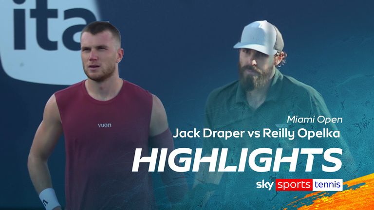 Highlights of the Miami Open first round match between Jack Draper vs Reilly Opelka.