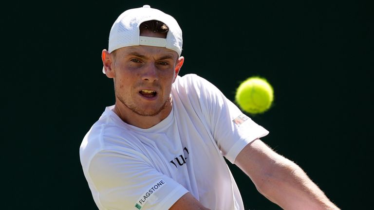 Jack Pinnington Jones in action at Wimbledon